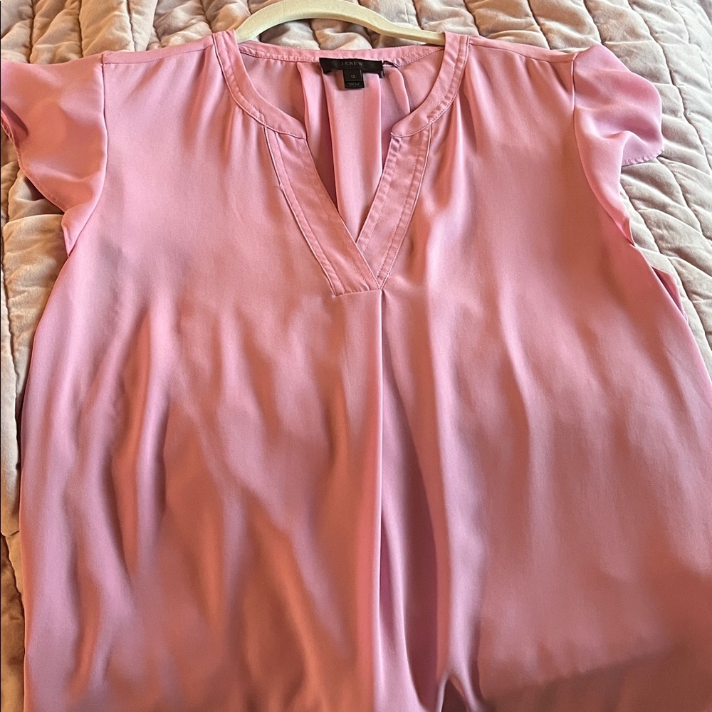 J. Crew Soft Pink V-Neck Blouse